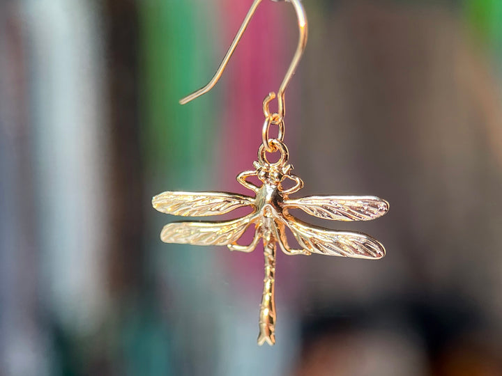 4PCS 22x24.5mm dragonfly gold plated metal part jewelry findings