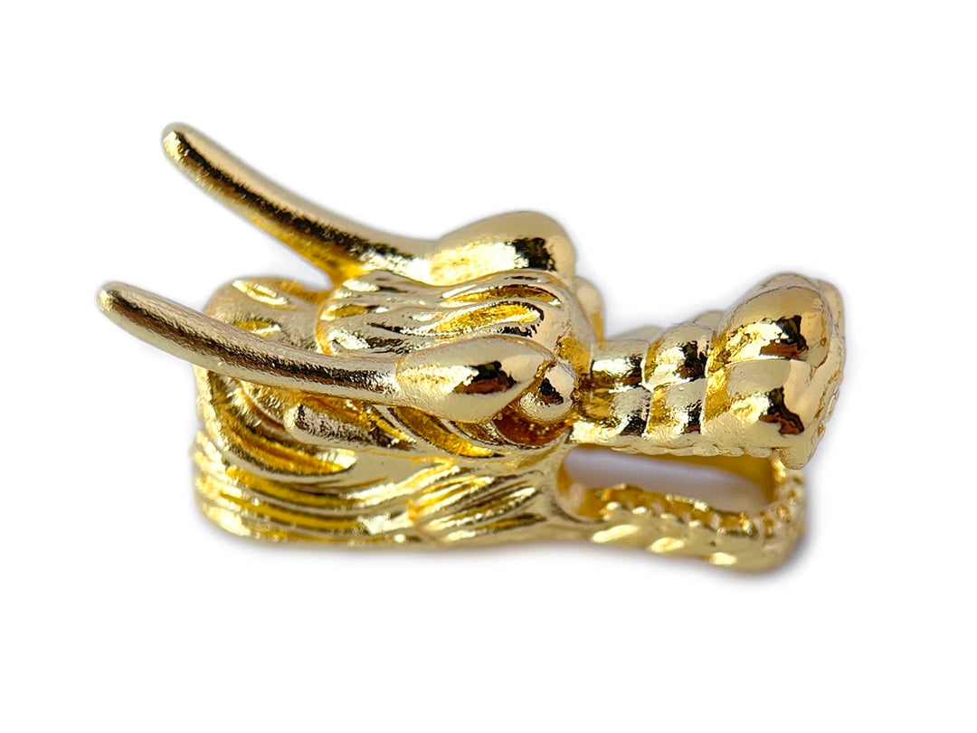 2PCS 25x10x12mm dragon head gold plated brass metal part jewelry findings