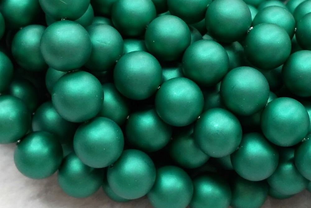 15.5" 8mm/10mm Silky Matte Shell pearl round beads dark green color