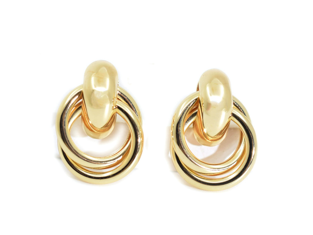 15x22mm Gold plated brass earrings, fashion earrings for her, 2 circle