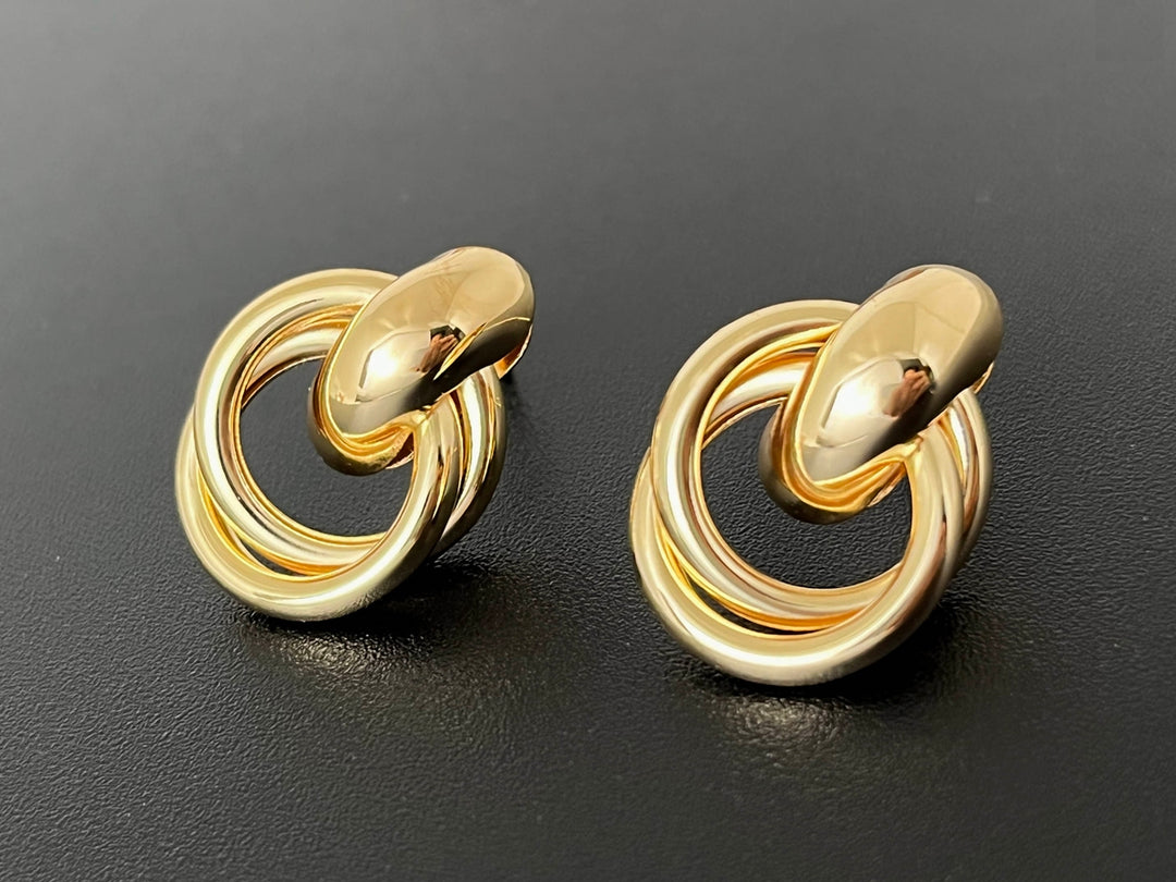 15x22mm Gold plated brass earrings, fashion earrings for her, 2 circle