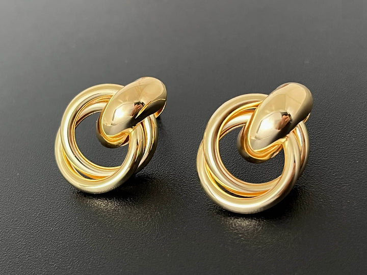 15x22mm Gold plated brass earrings, fashion earrings for her, 2 circle