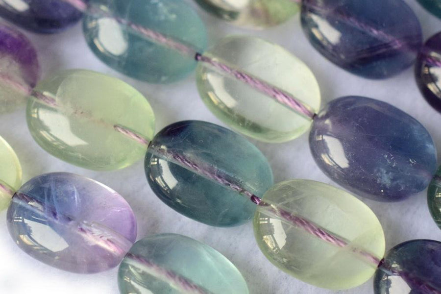15.5" 10x14mm Rainbow fluorite oval beads, semi precious stone beads