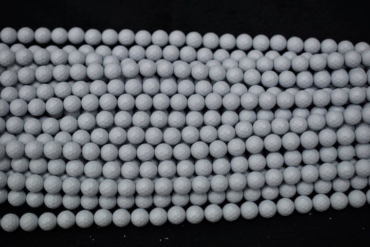 15.5" 8mm/10mm Matte Shell pearl round faceted beads grey color