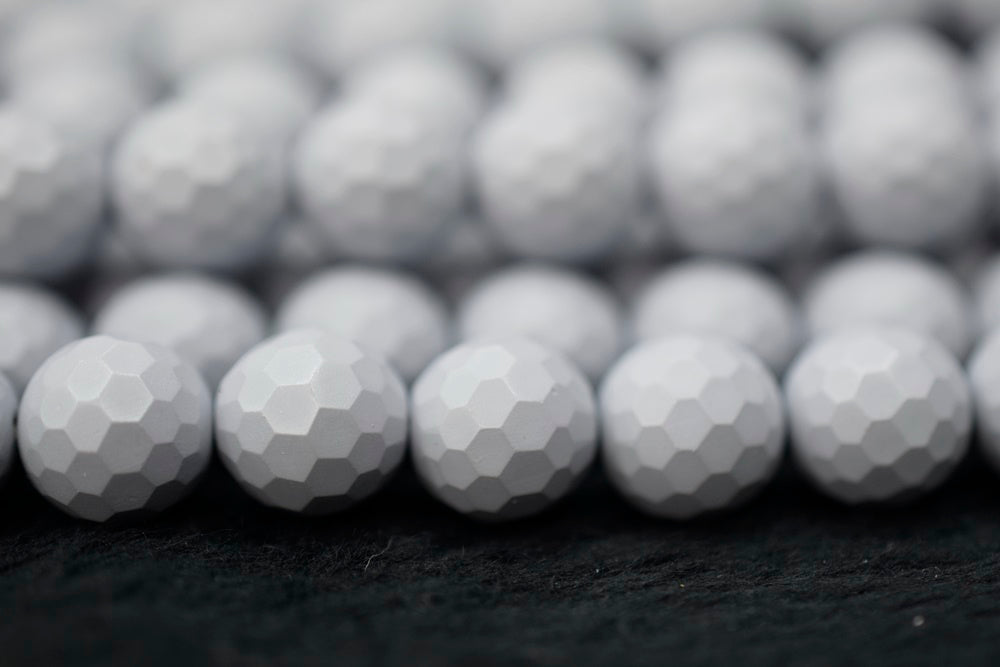 15.5" 8mm/10mm Matte Shell pearl round faceted beads grey color