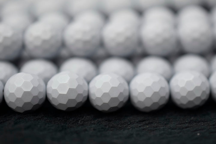 15.5" 8mm/10mm Matte Shell pearl round faceted beads grey color