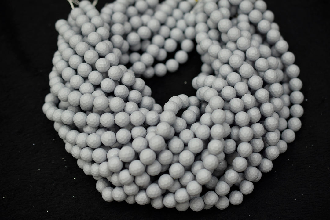15.5" 8mm/10mm Matte Shell pearl round faceted beads grey color