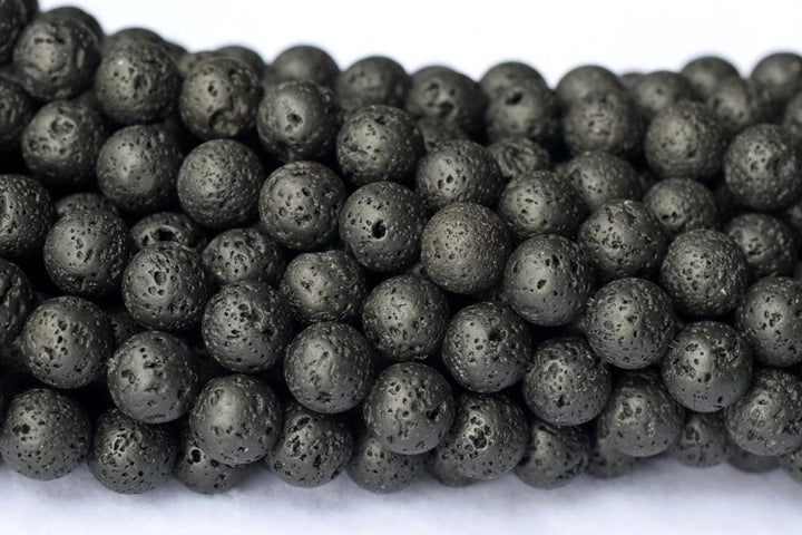 15.5" 14mm/16mm black Lava Round Gemstone beads