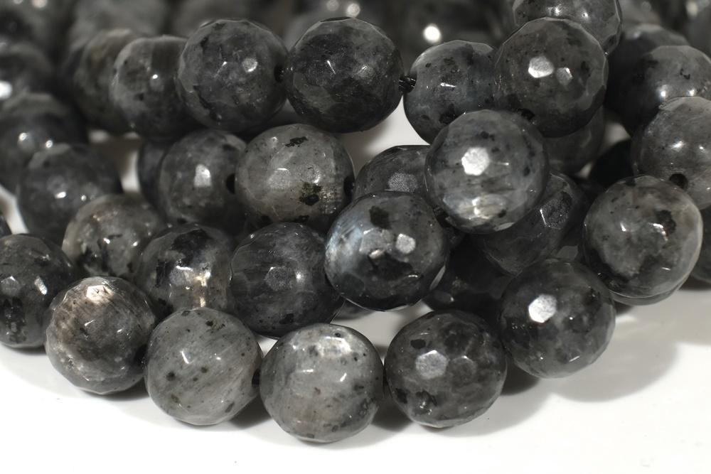 15" Larvikite 6mm/8mm/10mm/12mm round faceted beads, Black Labradorite, black gemstone,
