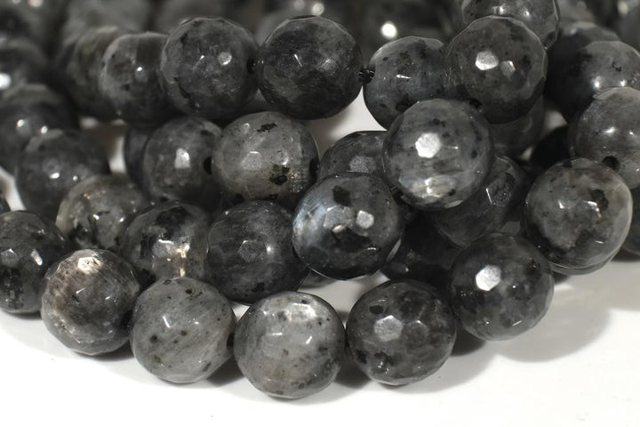 15" Larvikite 6mm/8mm/10mm/12mm round faceted beads, Black Labradorite, black gemstone,