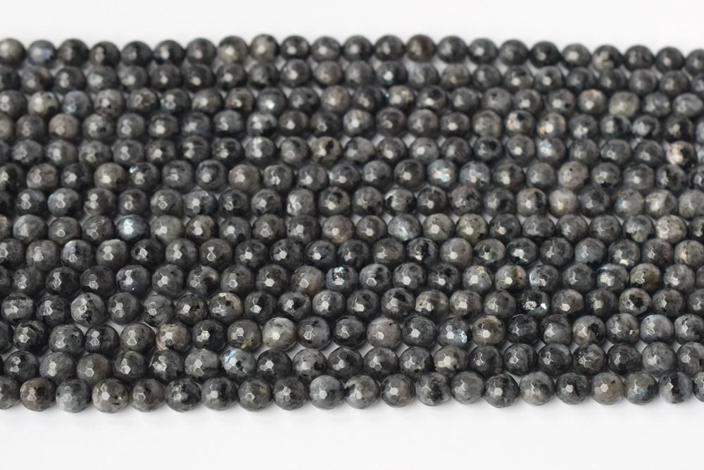 15" Larvikite 6mm/8mm/10mm/12mm round faceted beads, Black Labradorite, black gemstone,