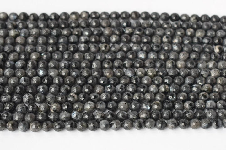 15" Larvikite 6mm/8mm/10mm/12mm round faceted beads, Black Labradorite, black gemstone,