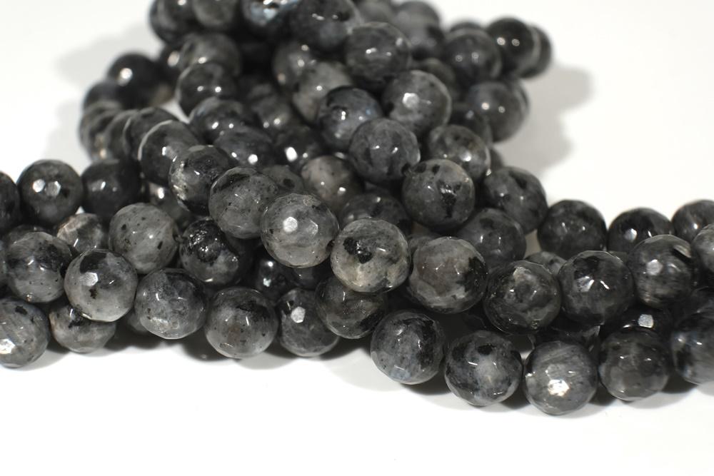 15" Larvikite 6mm/8mm/10mm/12mm round faceted beads, Black Labradorite, black gemstone,