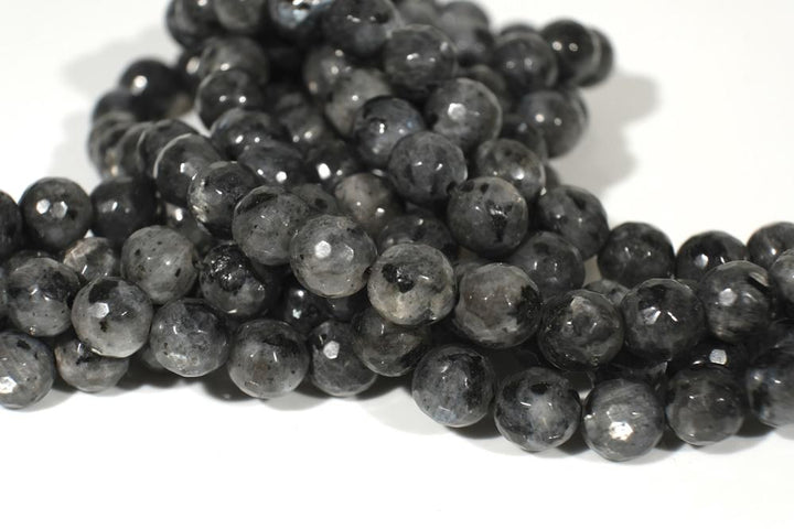 15" Larvikite 6mm/8mm/10mm/12mm round faceted beads, Black Labradorite, black gemstone,