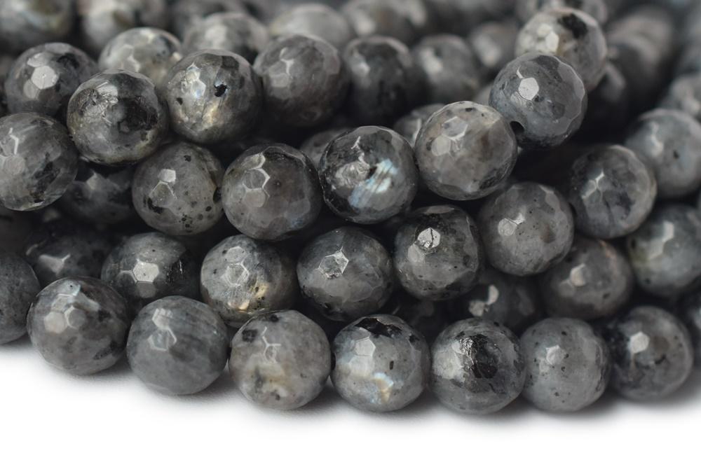 15" Larvikite 6mm/8mm/10mm/12mm round faceted beads, Black Labradorite, black gemstone,