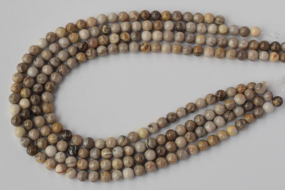 15.5" Natural silver leaf stone round beads 6mm/8mm/10mm/12mmm, jasper