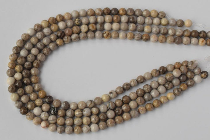15.5" Natural silver leaf stone round beads 6mm/8mm/10mm/12mmm, jasper