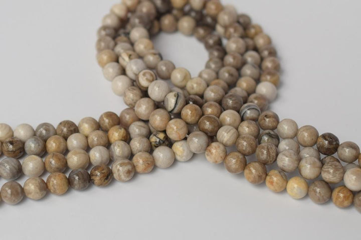 15.5" Natural silver leaf stone round beads 6mm/8mm/10mm/12mmm, jasper