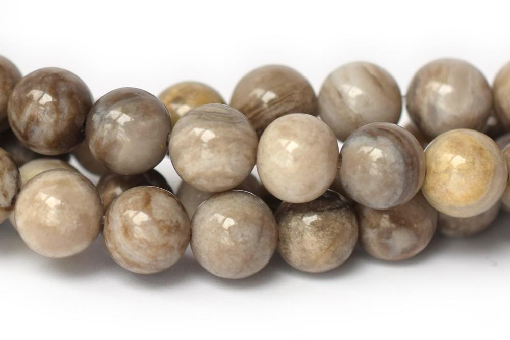 15.5" Natural silver leaf stone round beads 6mm/8mm/10mm/12mmm, jasper