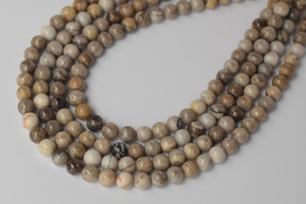 15.5" Natural silver leaf stone round beads 6mm/8mm/10mm/12mmm, jasper