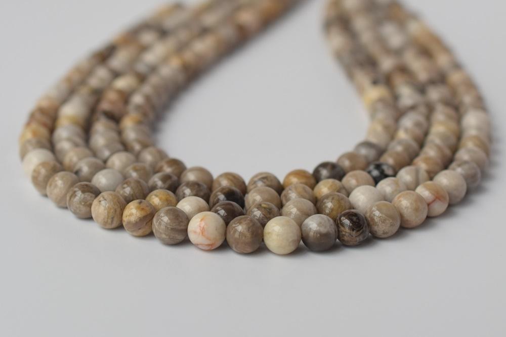15.5" Natural silver leaf stone round beads 6mm/8mm/10mm/12mmm, jasper