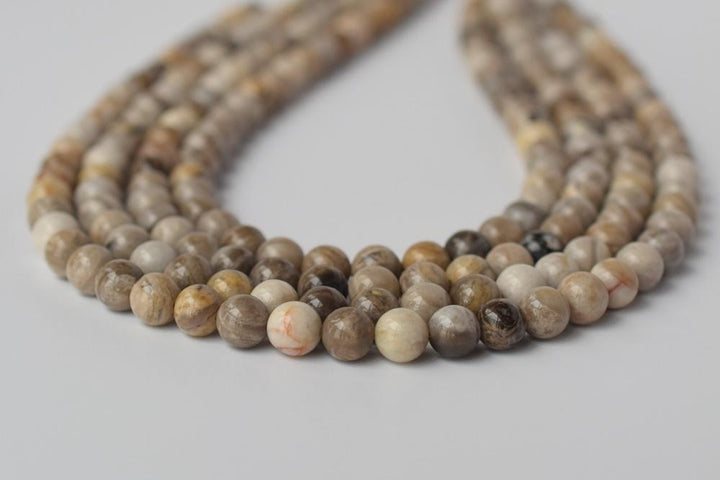15.5" Natural silver leaf stone round beads 6mm/8mm/10mm/12mmm, jasper