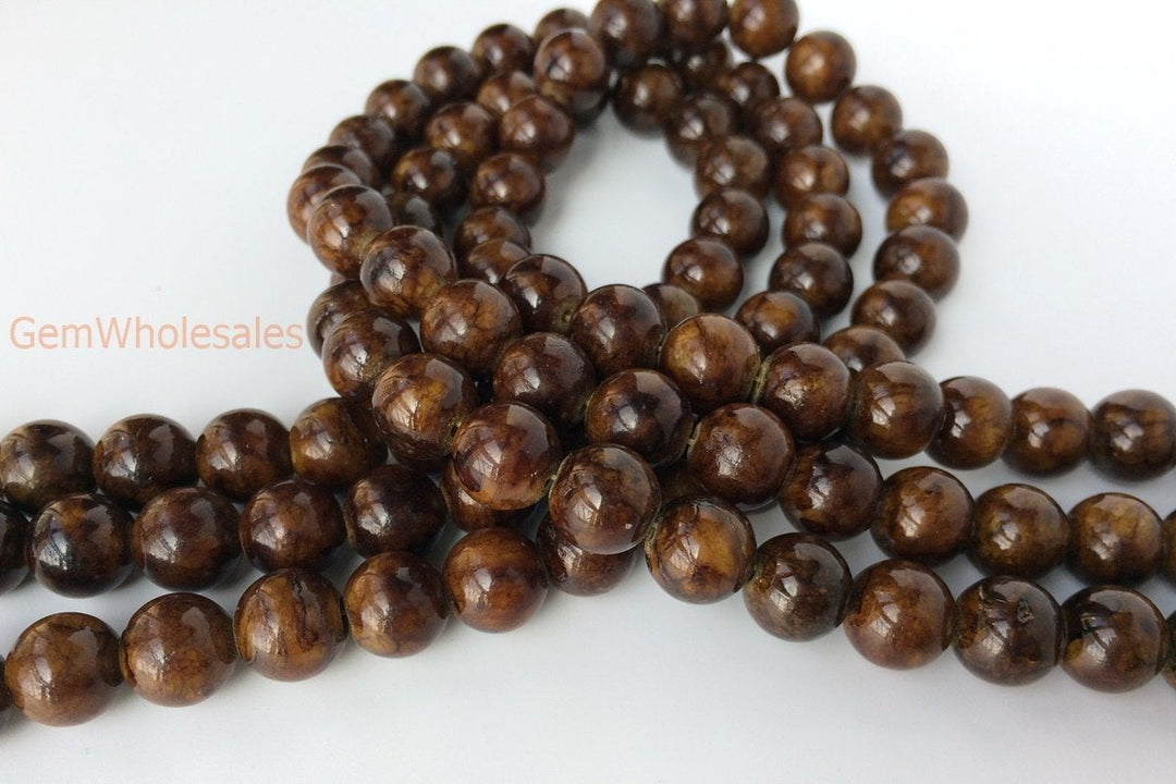 15.5" 6mm/8mm/10mm/12mm brown dyed jade Round beads gemstone