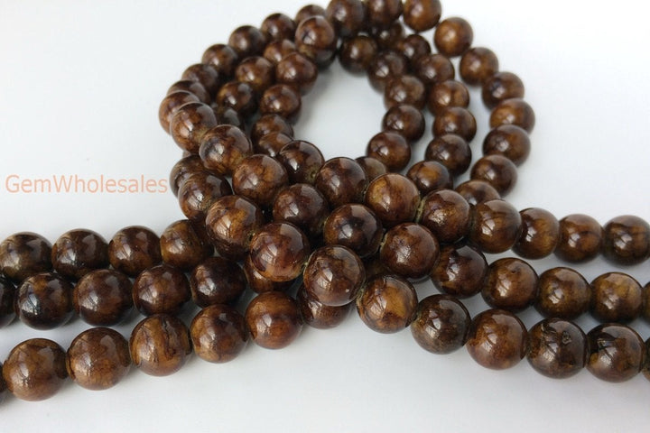 15.5" 6mm/8mm/10mm/12mm brown dyed jade Round beads gemstone