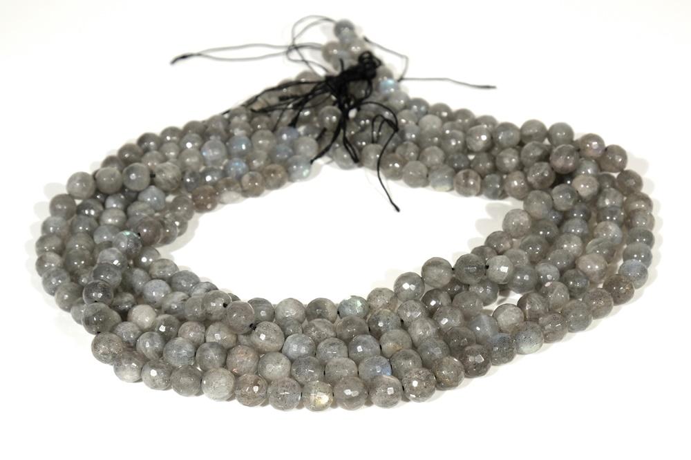15.5" Natural Labradorite stone 6mm/8mm round faceted beads, 128 faceted
