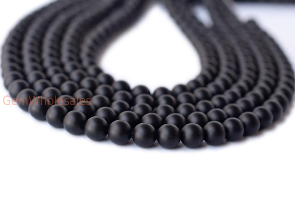 15.5" 4mm/6mm Matte/frosted black agate/onyx round beads,gemstone