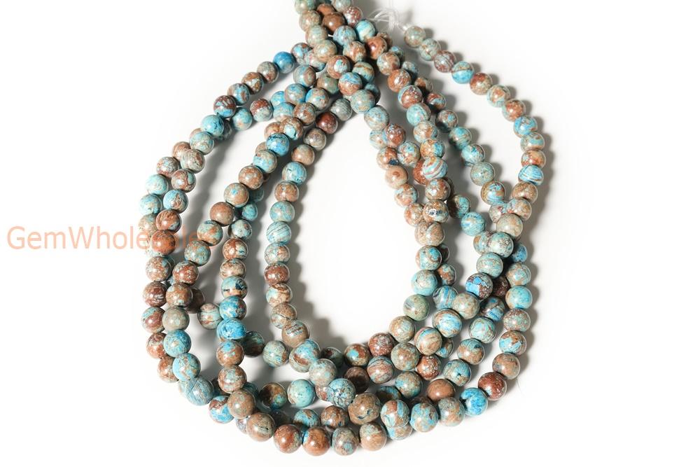 15.5" 4mm/6mm Turquoise blue Calsilica jasper round beads