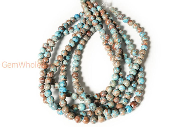 15.5" 4mm/6mm Turquoise blue Calsilica jasper round beads