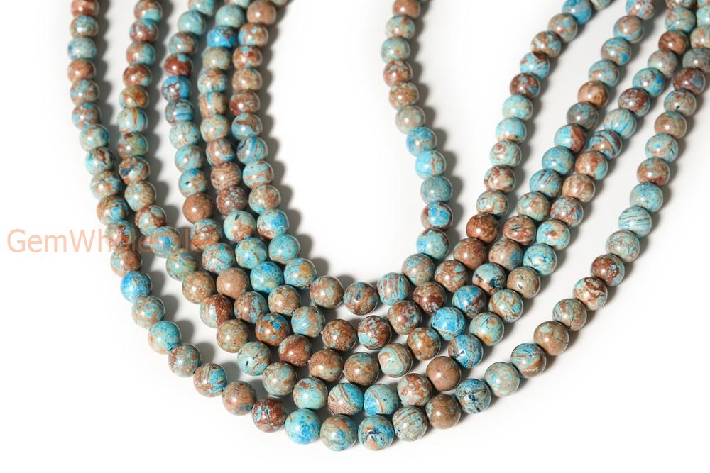15.5" 4mm/6mm Turquoise blue Calsilica jasper round beads