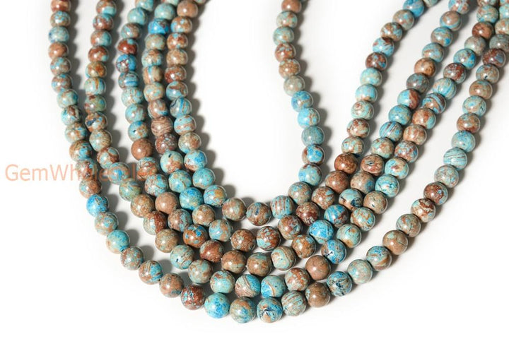 15.5" 4mm/6mm Turquoise blue Calsilica jasper round beads