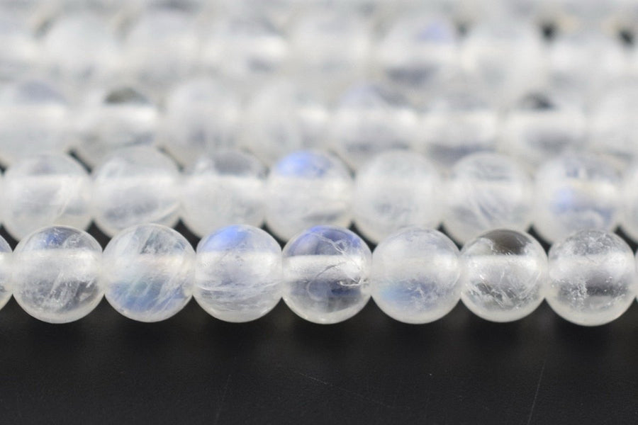 15.5" 3mm Natural White Rainbow Moonstone round beads, moonstone with blue shinning