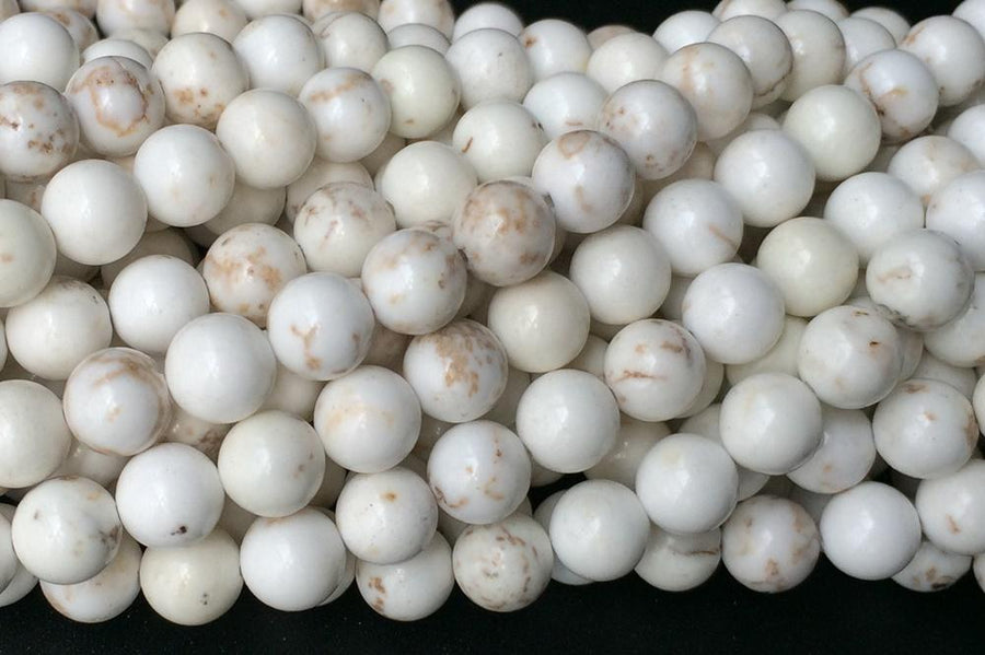 15.5" 8mm Natural Cream White howlite round beads, Ivory white beige gemstone