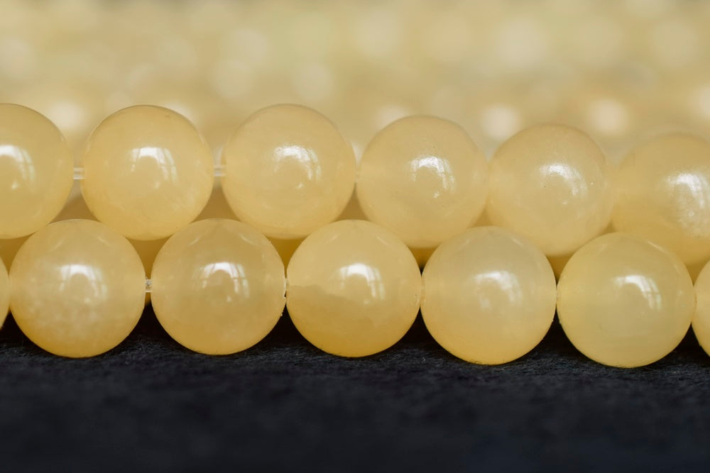 15.5" 8mm/10mm/12mm natural yellow jade Round gemstone beads