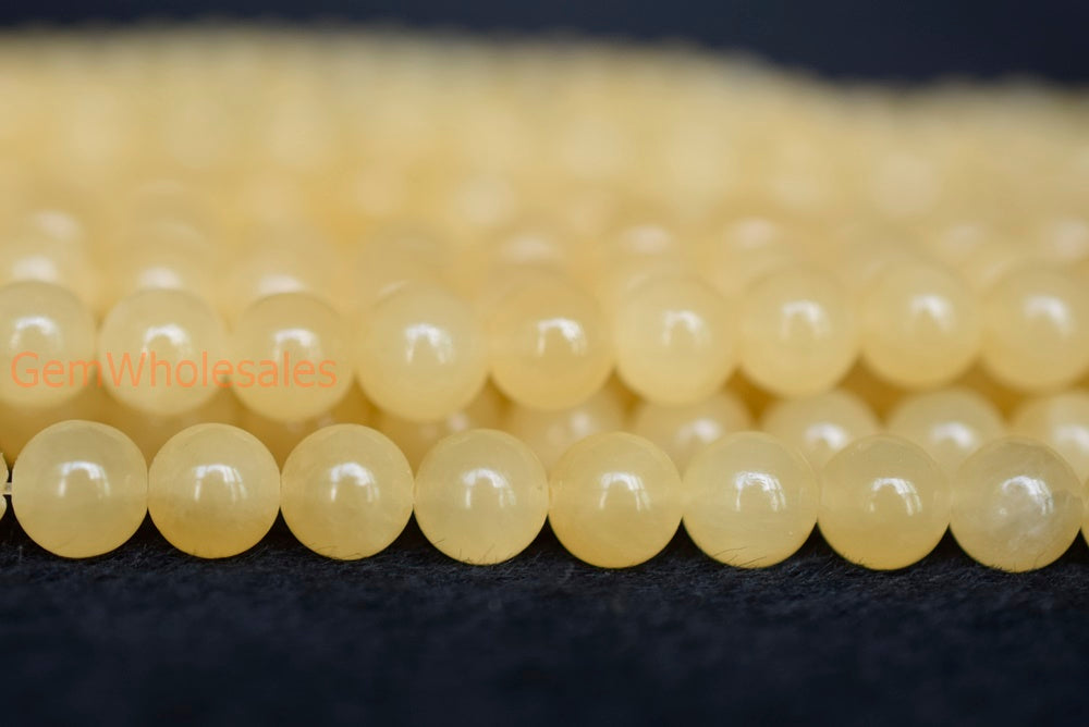 15.5" 8mm/10mm/12mm natural yellow jade Round gemstone beads