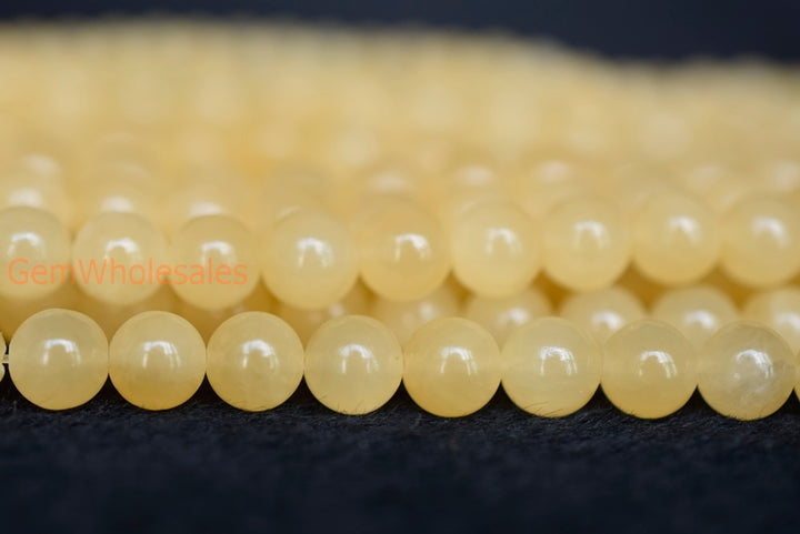 15.5" 8mm/10mm/12mm natural yellow jade Round gemstone beads