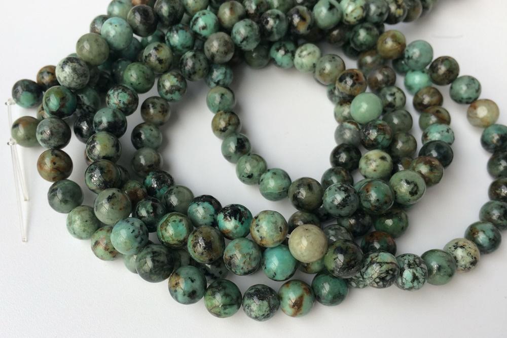 15.5" Natural African turquoise 10mm/12mm round beads