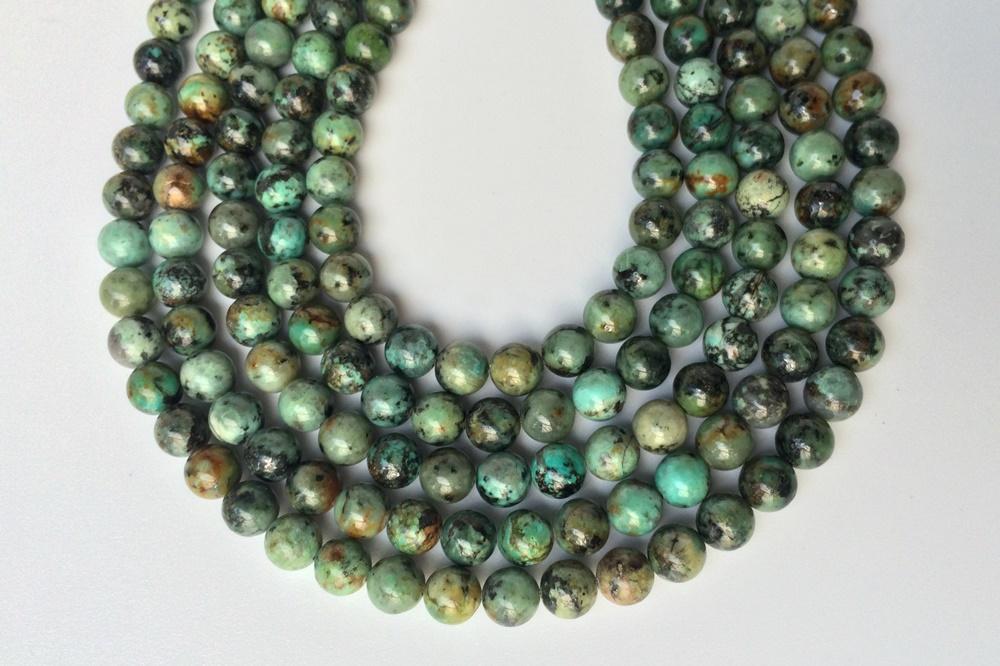 15.5" Natural African turquoise 10mm/12mm round beads