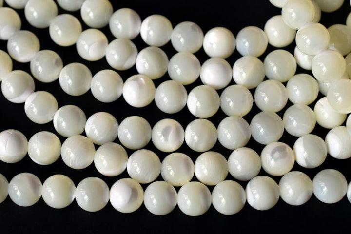 15.5" 6mm Natural white MOP round beads,white mother of pearl