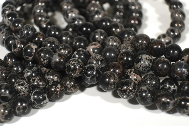 15.5"  black emperor jasper round beads 6mm/8mm/10mm,Sea Sediment,black Aqua Terra Jasper