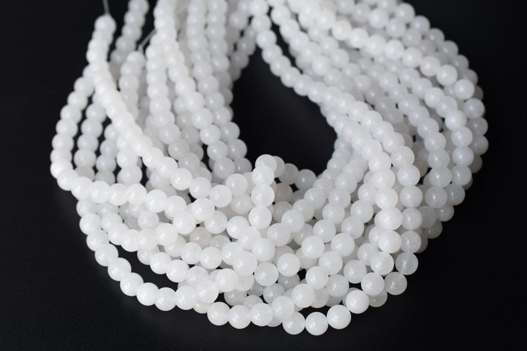 15.5" 6mm/8mm/10mm/12mm natural white white jade Round beads gemstone