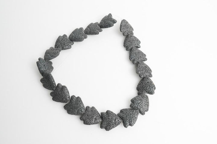 15.5" 25x25mm/30x35mm black Lava fish Gemstone pendant