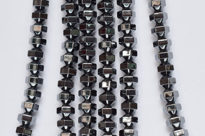 15.5" 5x4mm Noir Black Hematite stone Hexagon Drum beads