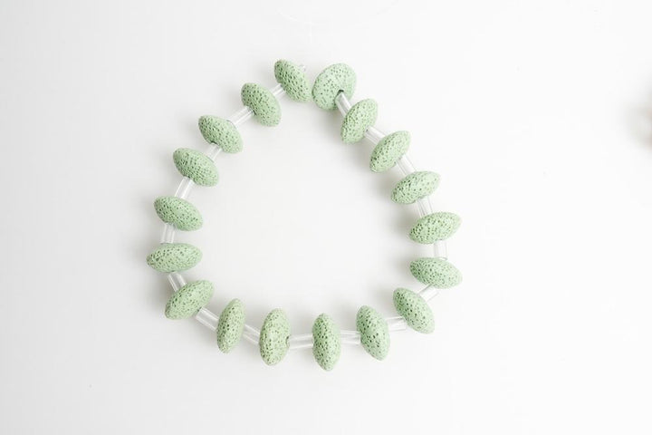 15.5" 20mm/26mm green Lava Donut Gemstone pendant
