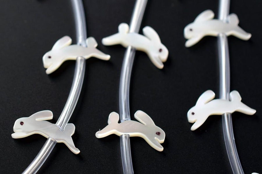 10PCS Natural white MOP Rabbit 9x15mm,mother of pearl