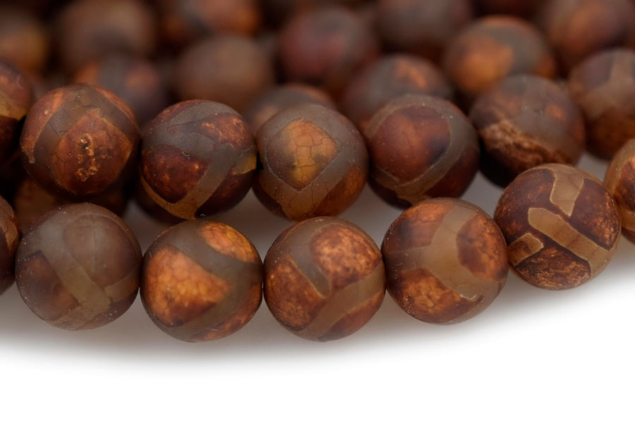 14.5" Antique Brown Bulk tibetan Dzi agate round beads 8mm/10mm/12mm