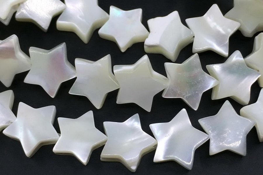 15.5" 8mm/10mm Natural white MOP star shape,mother of pearl,white color shell